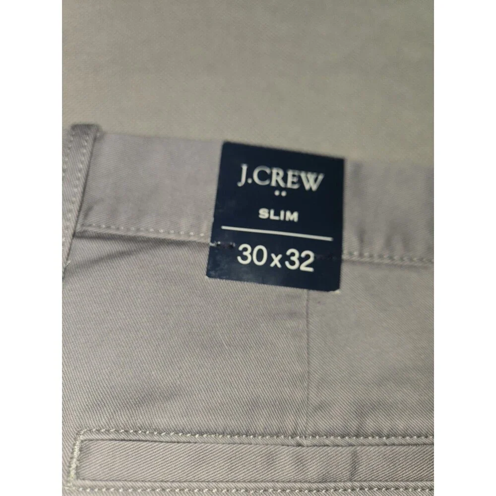 J.Crew Flex Chino Pants Men Slim Fit Grey Size 30x32 Stretch Cotton Flat Front